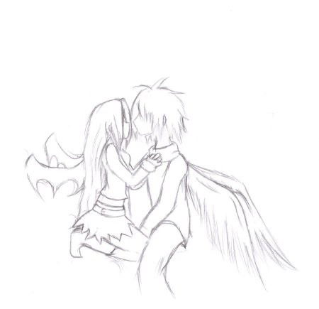 Аниме карандашом ангелы и демоны