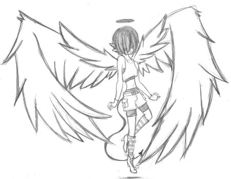 Аниме ангел карандашом