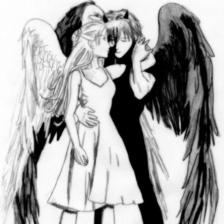 Раскраска наполовину ангел наполовину демон