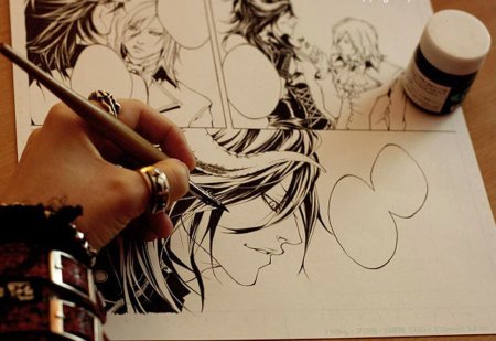 Процесс рисования манги