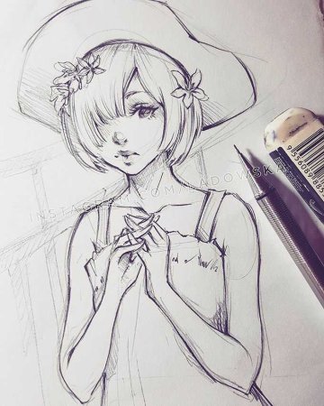 Аниме черной ручкой