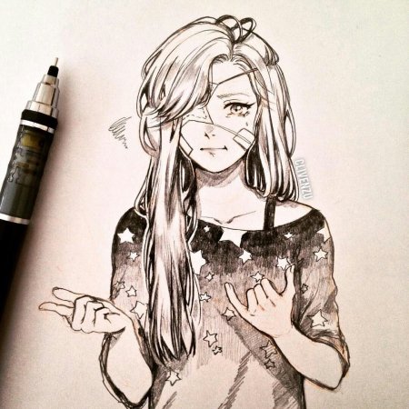 Аниме черной ручкой