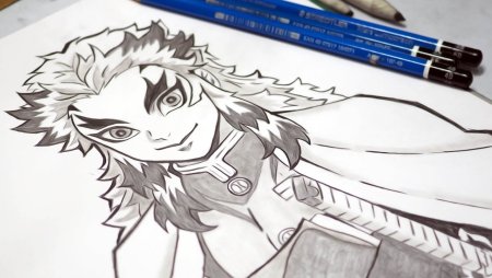 Ренгоку карандашом для срисовки