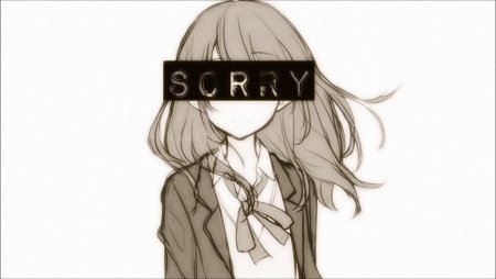 Аниме с табличкой в руках