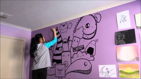 Подростковые рисунки на стене