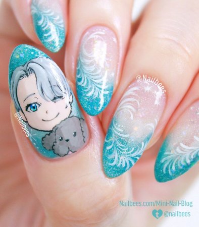 Новогодний маникюр аниме