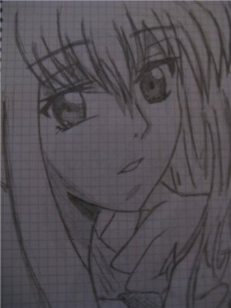 Аниме карандашом в тетради