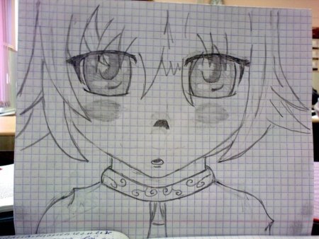 Аниме карандашом в тетради