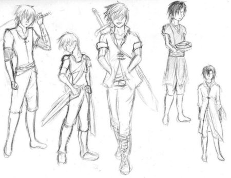 Скетчи аниме персонажей Наброски