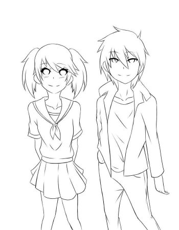 Раскраска аниме мальчик и д