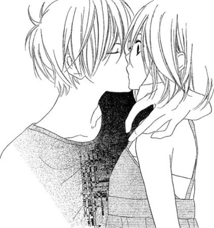 Аниме поцелуй черно белое
