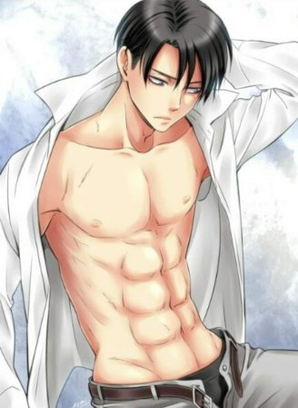 Леви Аккерман арт полураздетый