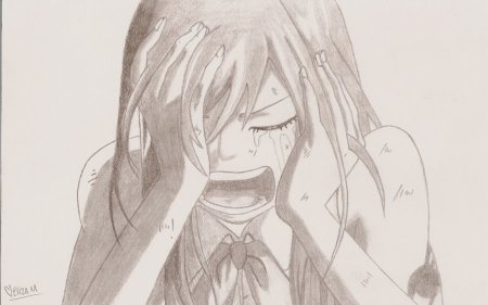 Плачущие аниме карандашом