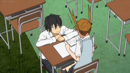 Аниме парень за партой