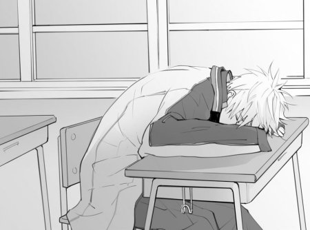 Аниме парень спит на парте