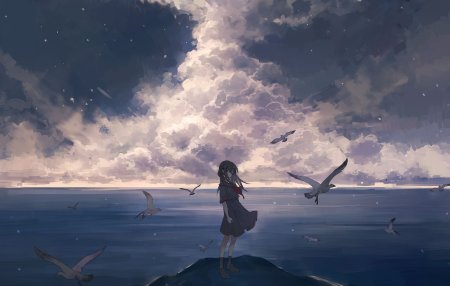 Аниме девушки на море