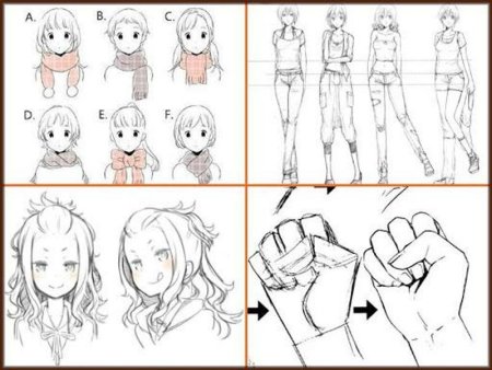 Схемы рисования аниме девушек