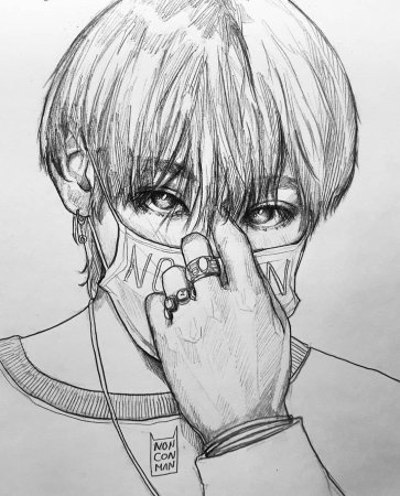 Арт Тэхен из БТС для срисовки