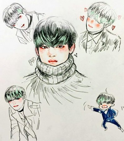 Тэхен рисунок для срисовки