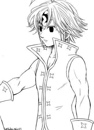 Раскраска аниме семь смертных грехов Мелиодас