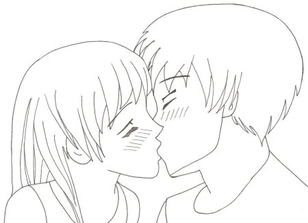 Рисунки аниме которые целуются (54 фото)