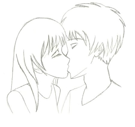 Рисунки карандашом для срисовки поцелуй