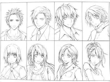 Мужские лица для рисования аниме