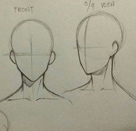 Голова 3/4 референс аниме