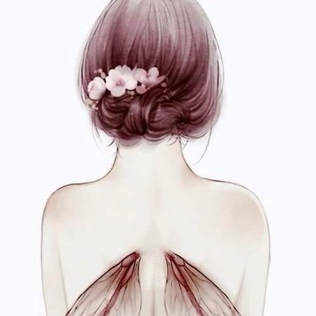 Нарисованная девушка со спины