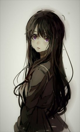 Аниме девушка в черном