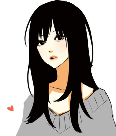 Аниме девушка с черными волосами и челкой