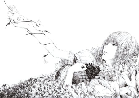 Аниме арт чб