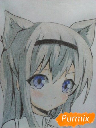 Аниме девочки с ушками для срисовки карандашом