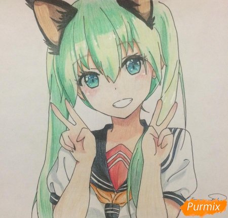 Нарисованных девочек с ушками