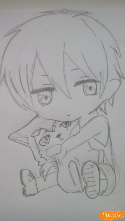 Баскетбол Куроко Чиби карандашом