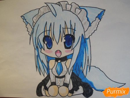Аниме для срисовки цветные кошечка