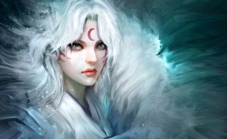 Девушка с месяцем на лбу арт