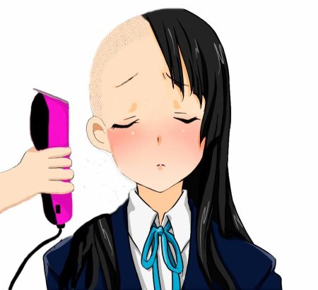 Аниме девушка с бритой головой