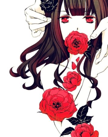 Аниме девушка с розой