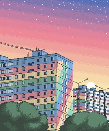 Пиксельный многоэтажный дом