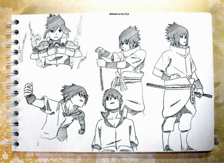 Рисунки в скетчбуках в стиле Наруто