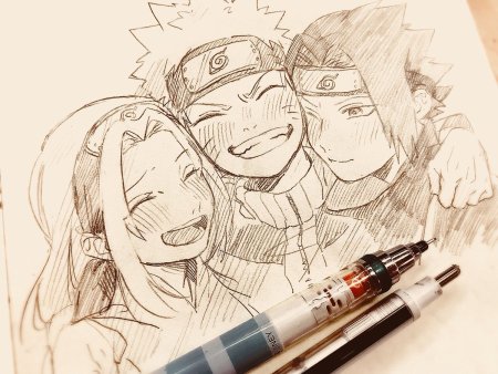 Наруто Саске и Сакура и Какаси рисунок карандашом