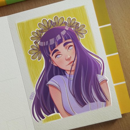 Хината Хьюга арт в скетчбуке