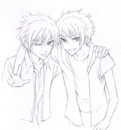 Два друга карандашом