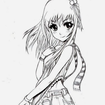 Аниме девушки в полный рост карандашом