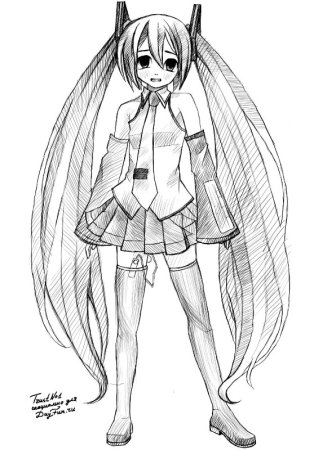 Аниме девушки в полный рост карандашом