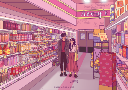 Аниме обои в розовом стиле