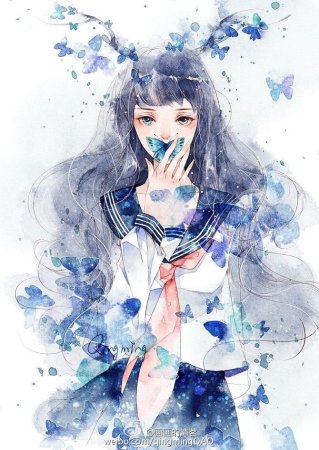 Портрет акварелью аниме
