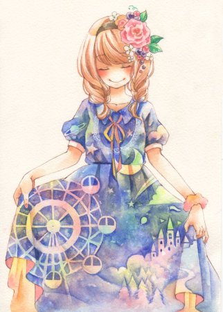 Картины акварелью аниме