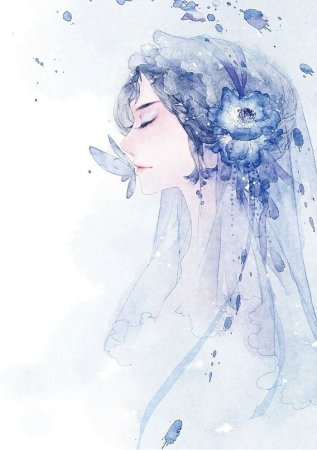 Аниме девушка акварелью